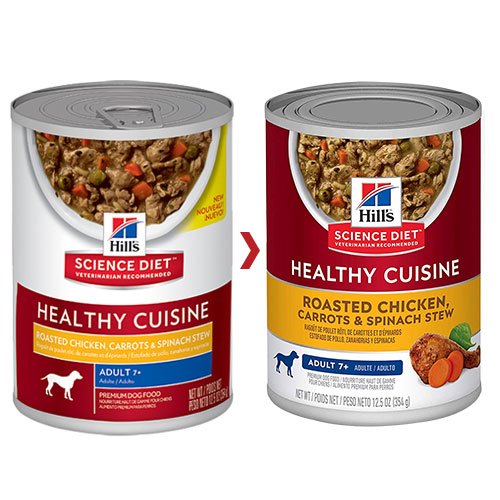 Hill’s Science Diet Adult 7+ Healthy Cuisine Roasted Chicken, Carrots & Spinach Stew Canned Dog Food for Food