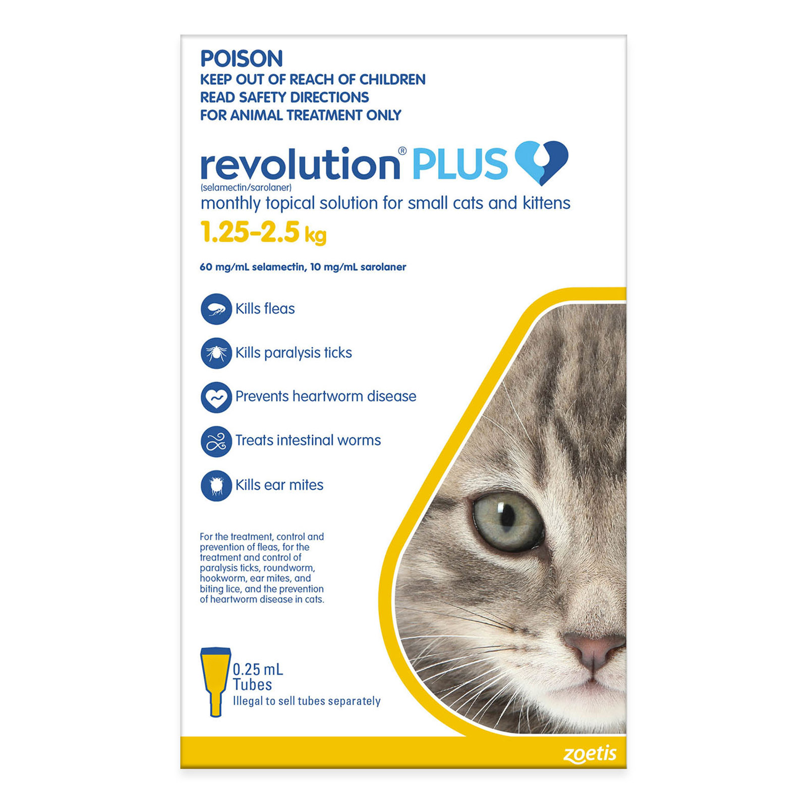 Revolution Plus for Kittens and Small Cats 1.25 - 2.5Kg (Yellow)