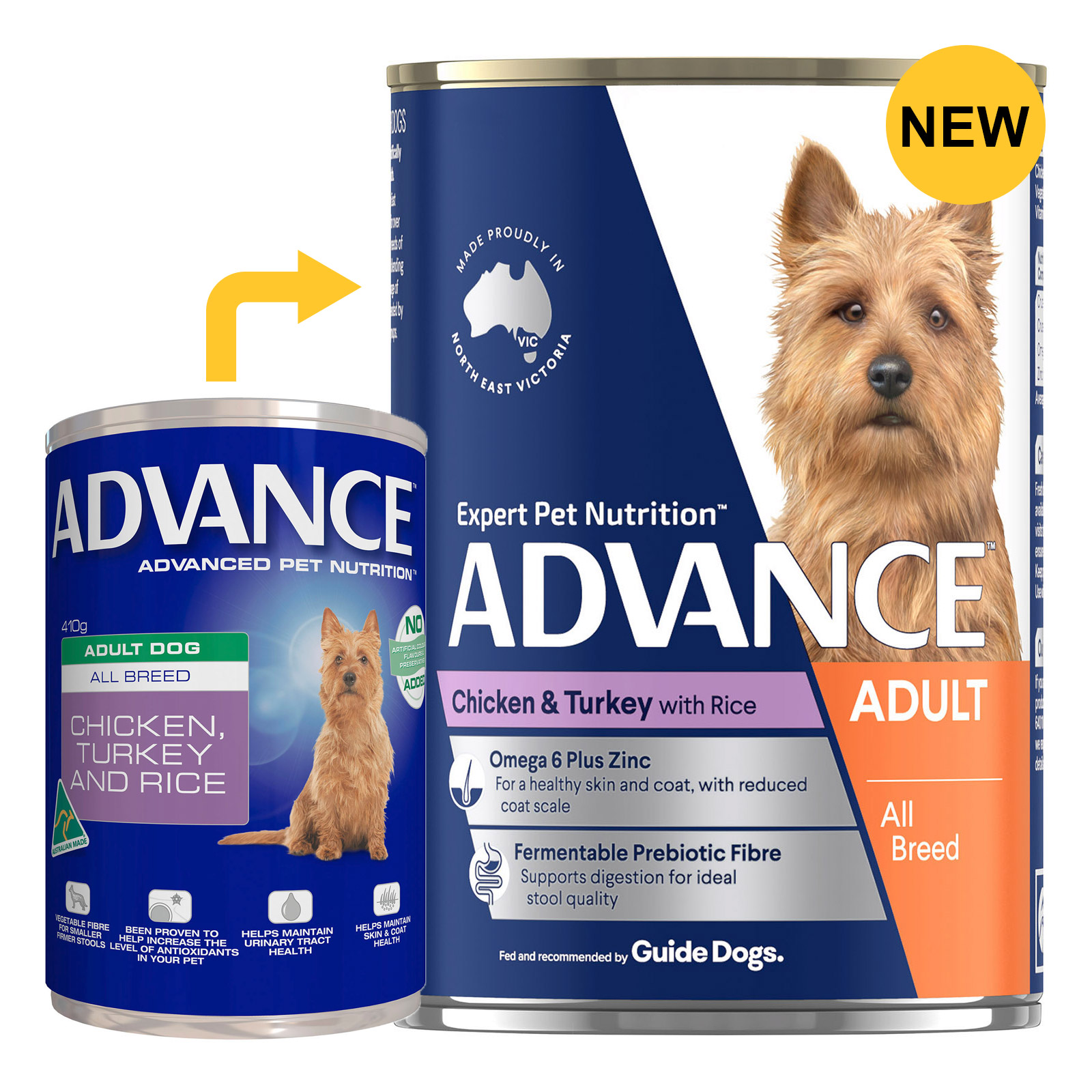 Advance Adult Dog All Breed with Chicken, Turkey & Rice Cans for Food