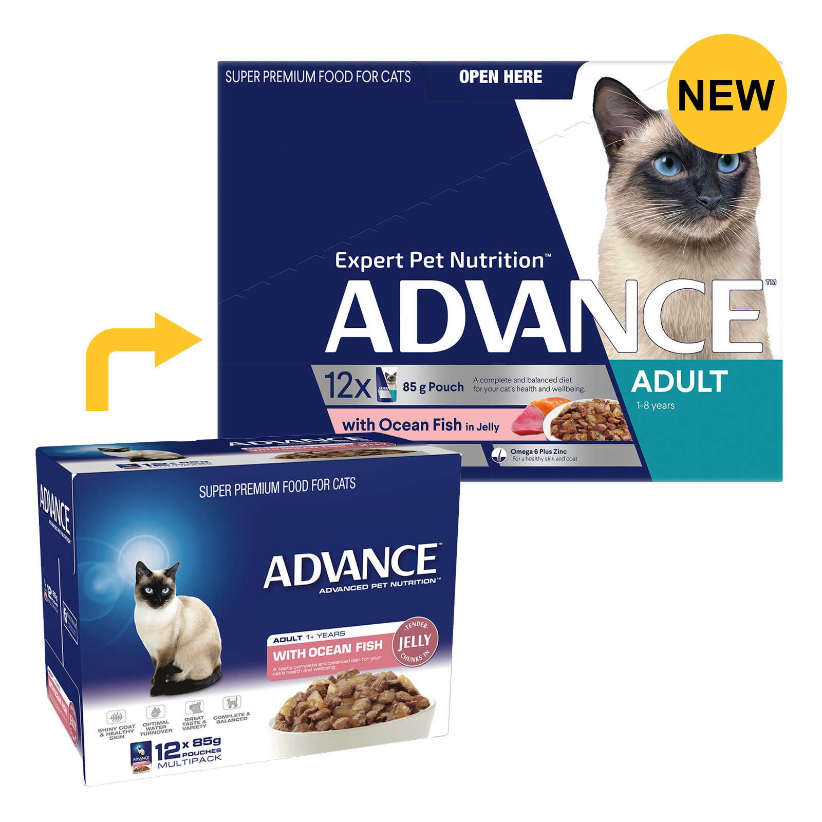 Advance Adult Cat Ocean Fish in Jelly Wet Food Pouch for Food
