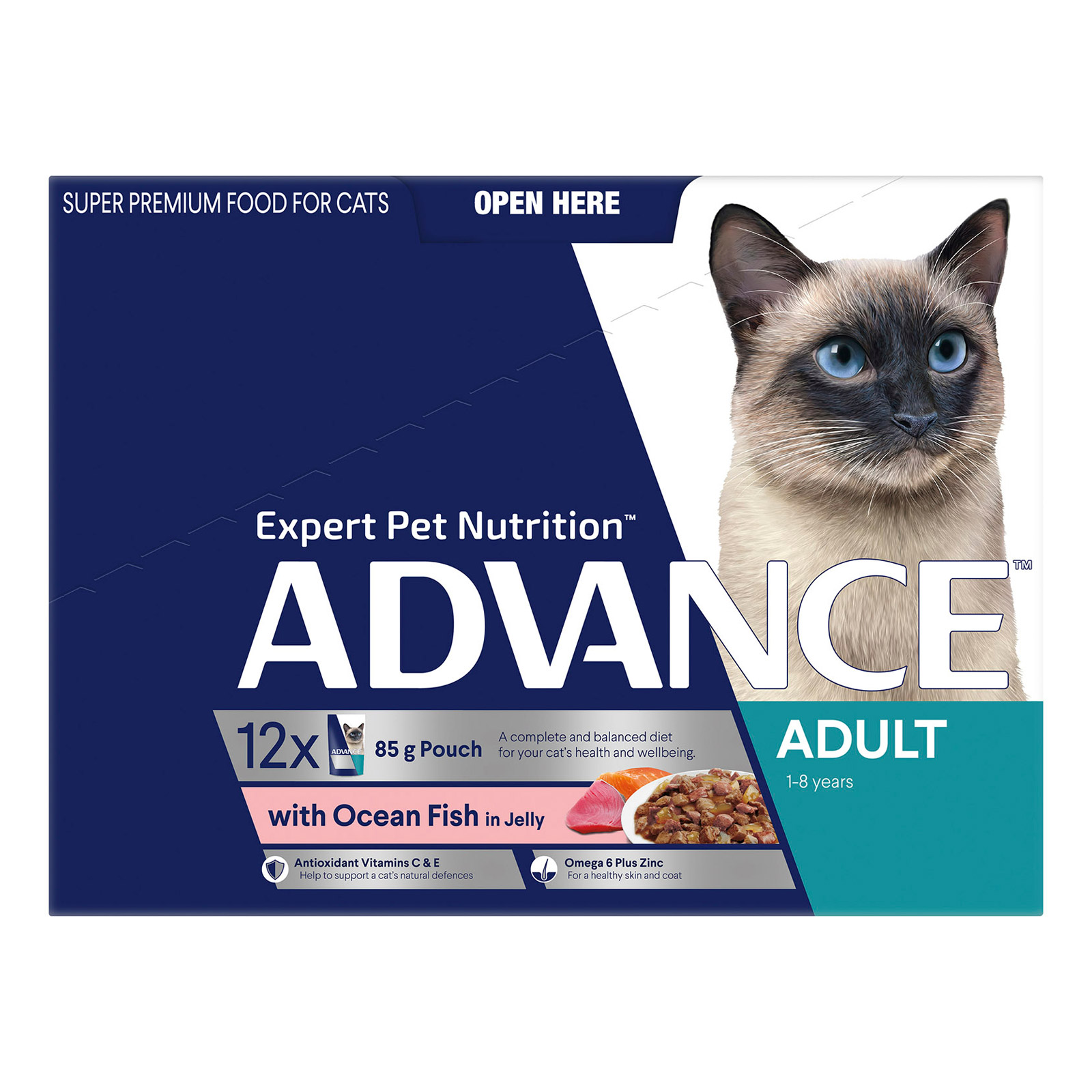 Advance Adult Cat Ocean Fish in Jelly Wet Food Pouch 85gmX12
