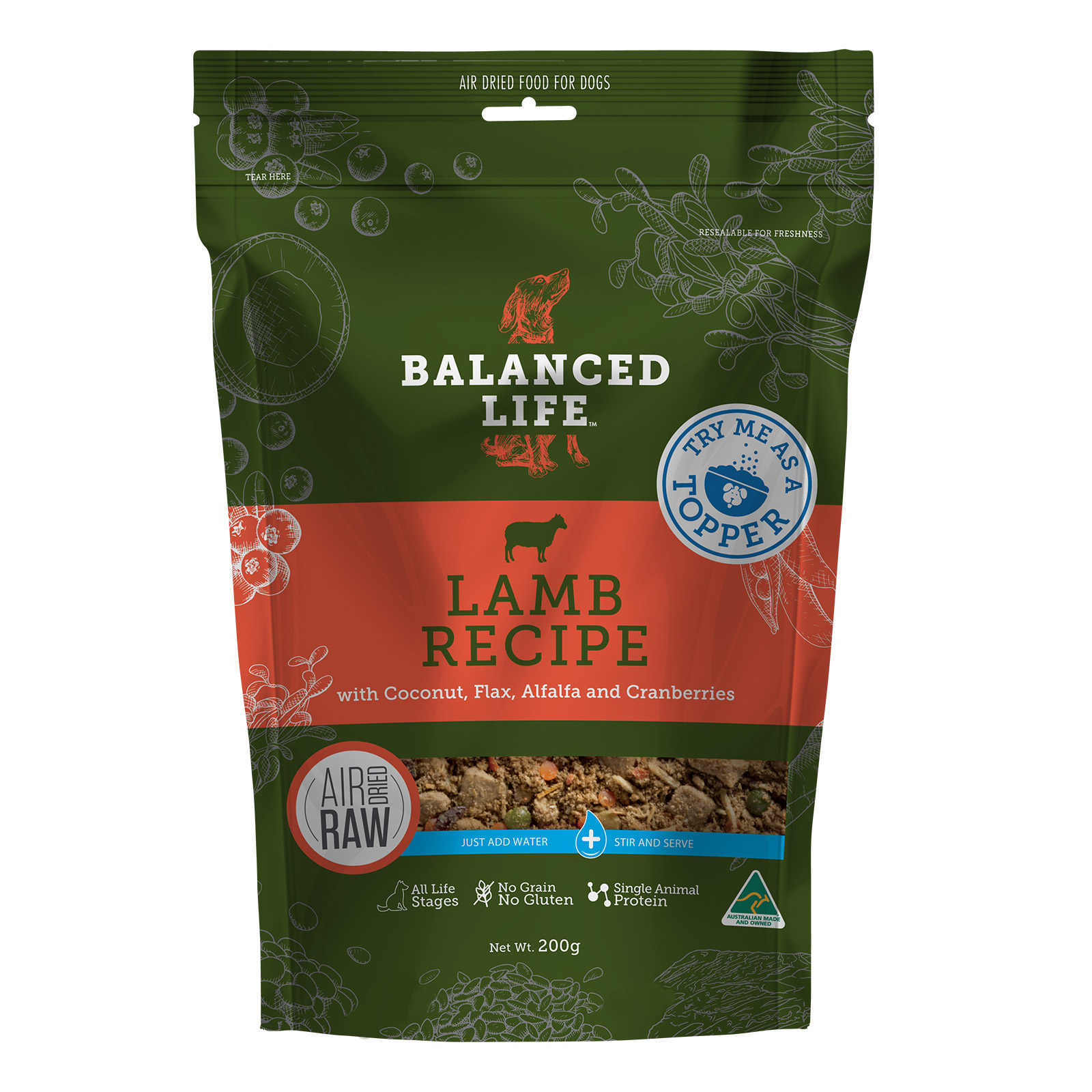 Balanced Life Rehydrate Lamb Recipe Natural Air Dried Meat Dog Food for Dogs