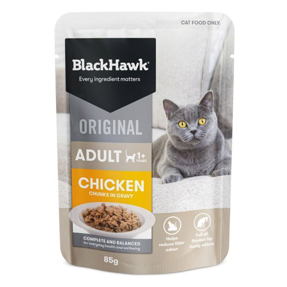 Black Hawk Original Adult 1+ Chicken Chunks in Gravy Wet Cat Food for Food