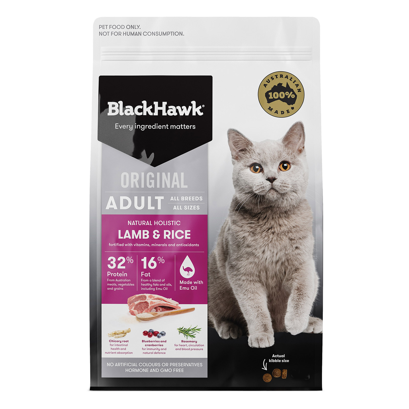 Black Hawk Adult Lamb & Rice Dry Cat Food New Formula for Food