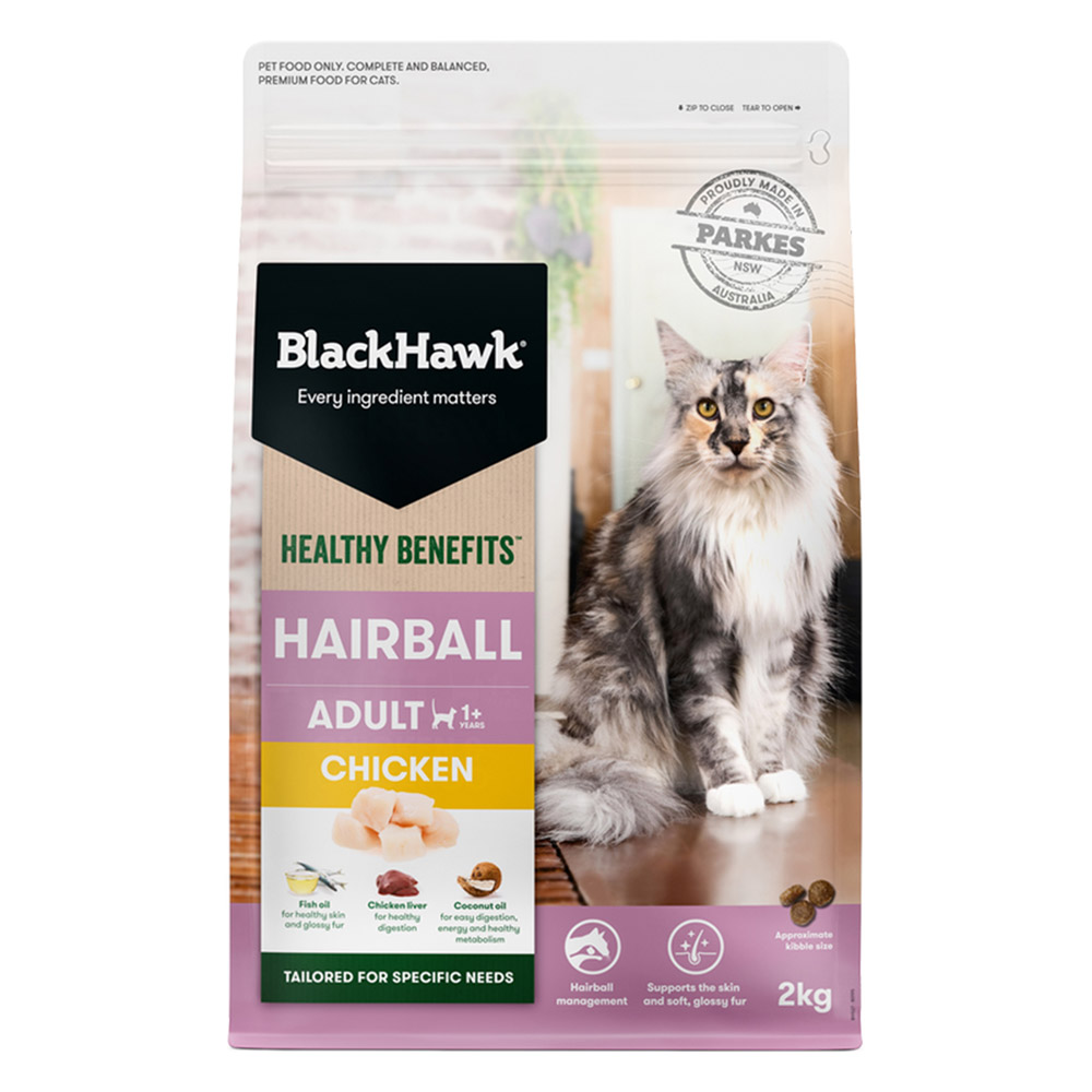 Black Hawk Healthy Benefits Hairball Adult 1+ Chicken Dry Cat Food for Food