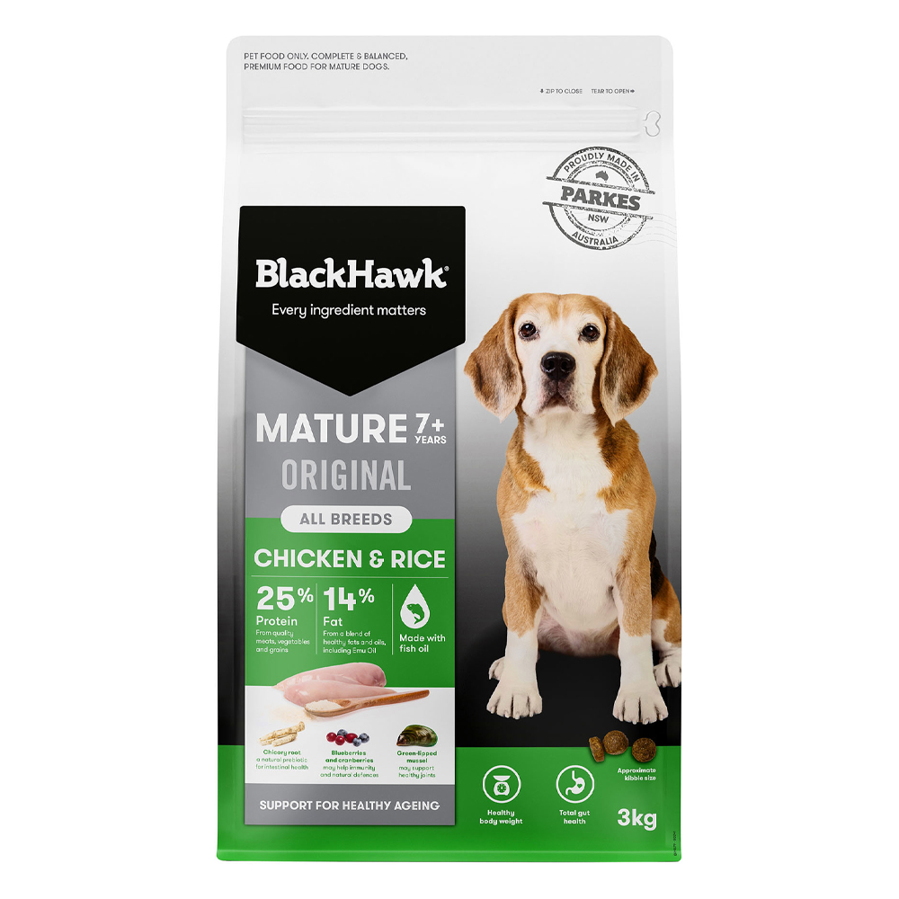 Black Hawk Original Mature 7+ Chicken & Rice Dry Dog Food