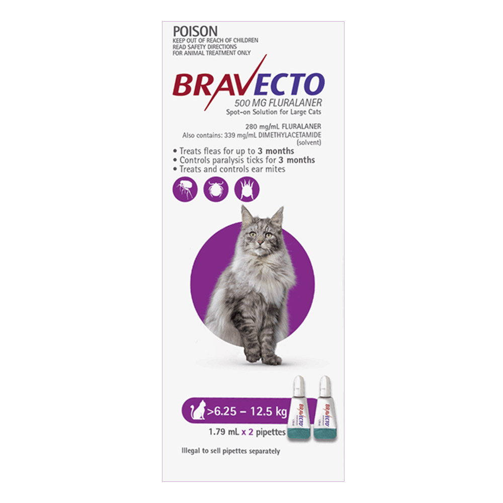 Bravecto Spot On for Large Cats (6.25 kg - 12.5 kg) Purple