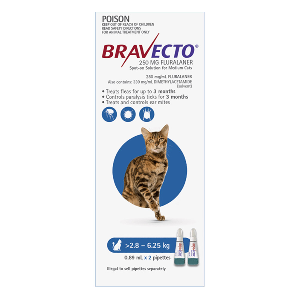 Bravecto Spot On for Medium Cats (2.8 - 6.25 kg) Blue