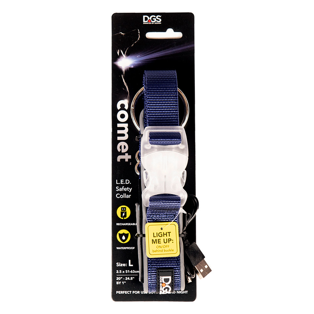 DGS Comet LED Safety Collar (Navy) for Dogs