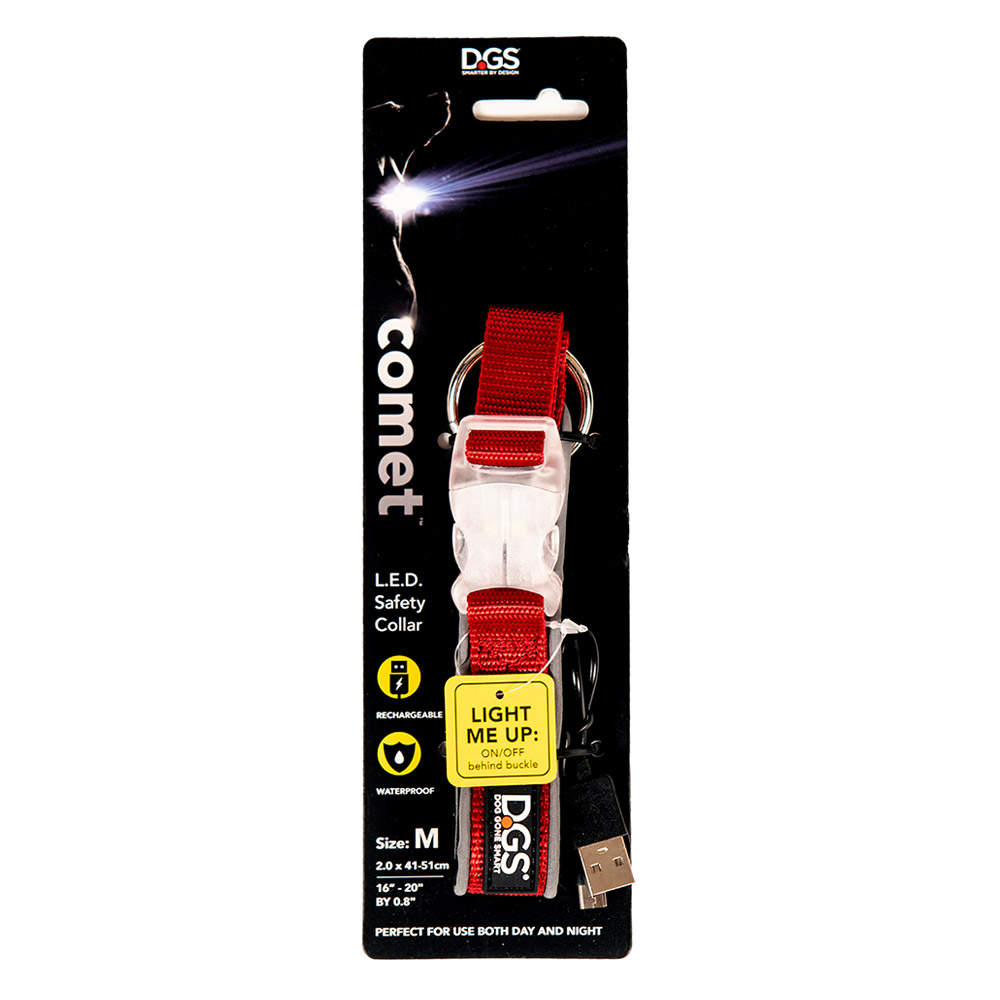 DGS Comet LED Safety Collar (Red) for Dogs