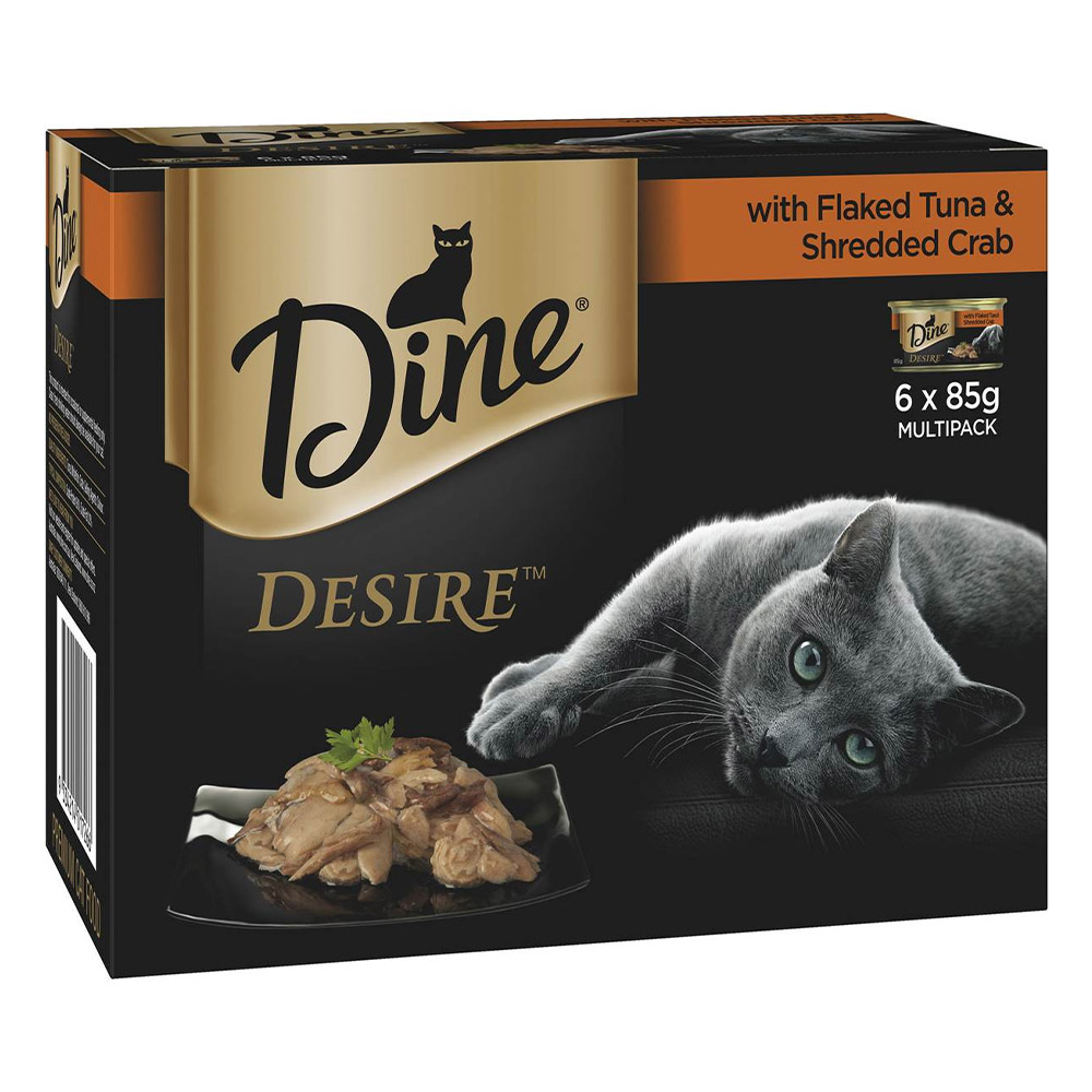 Dine Desire Multipack Adult Cat Wet Canned Food (Flaked Tuna and Shredded Crab) for Food