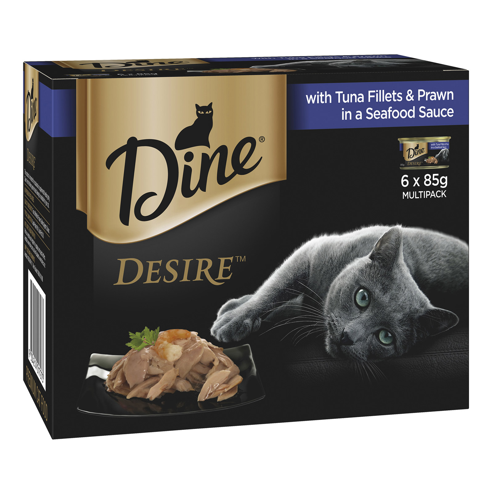 Dine Desire Multipack Adult Cat Wet Canned Food (Tuna Fillets and Prawn in a Seafood Sauce) for Food