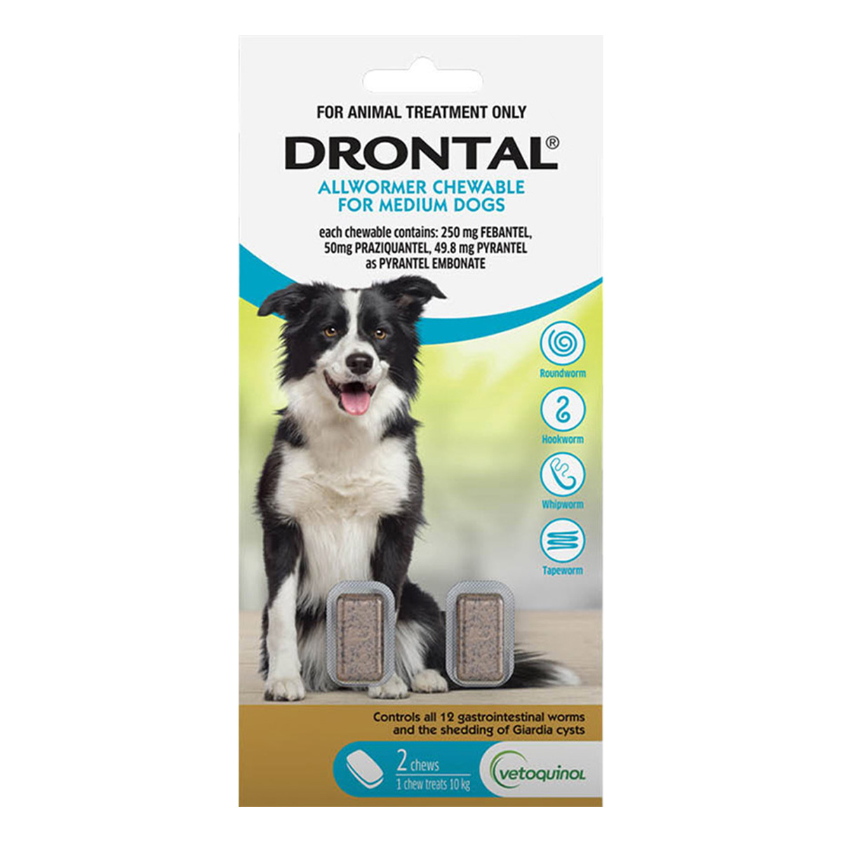 Drontal Wormers - Dogs Wormers Chewable For Dogs Up To 10Kg (Aqua)