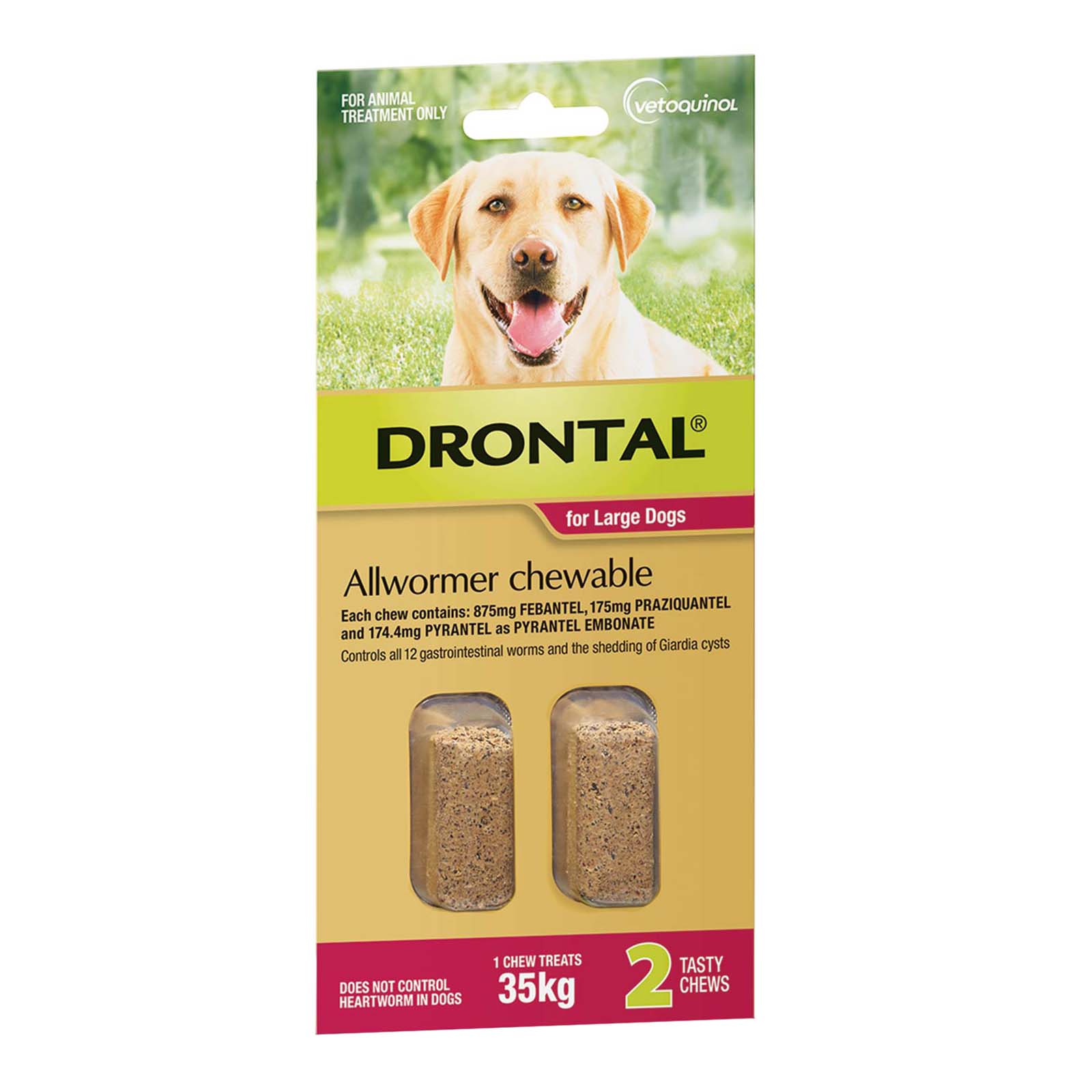 Drontal Wormers - Dogs Wormers Chewables For Dogs Up To 35Kg (Red)
