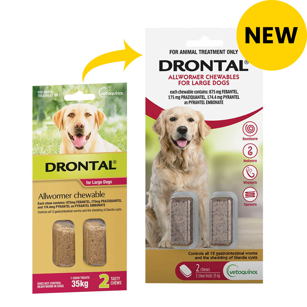 Drontal Wormers - Dogs Wormers Chewables For Dogs Up To 35Kg (Red)