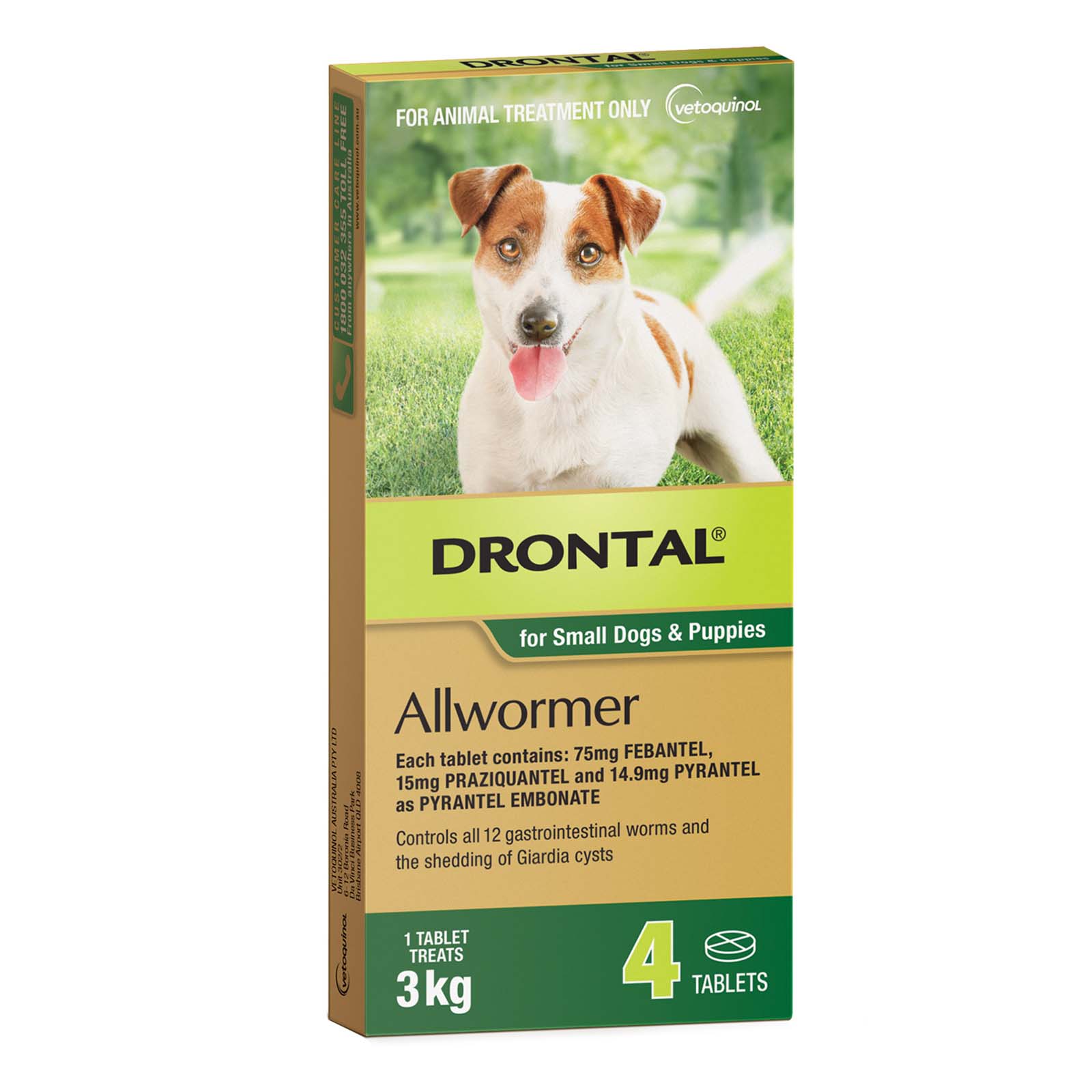 Drontal Wormers - Dogs Wormers Tabs For Dogs 3Kg (Green)