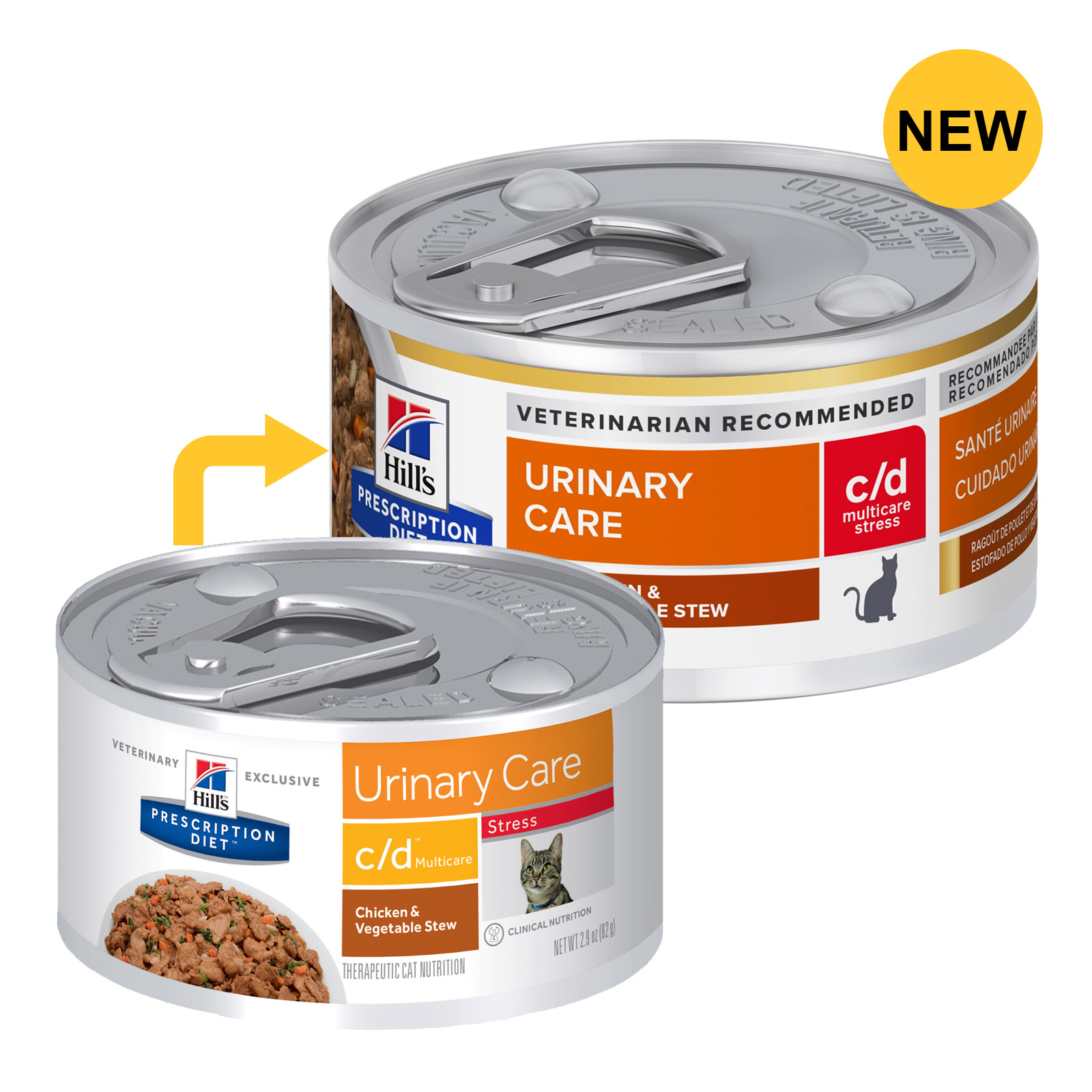 Hill's Prescription Diet c/d Multicare Feline Stress Urinary Care with Chicken & Vegetable Stew Cans for Food