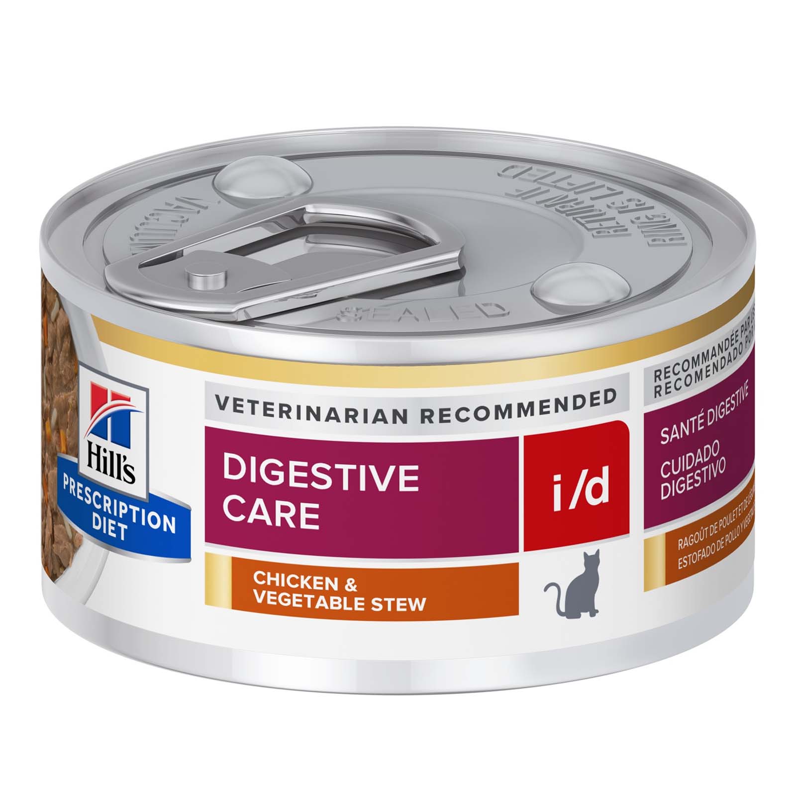 Hill's Prescription Diet i/d Digestive Care Cans Cat Food 82 gm NEW chicken & vegetable stew flavour