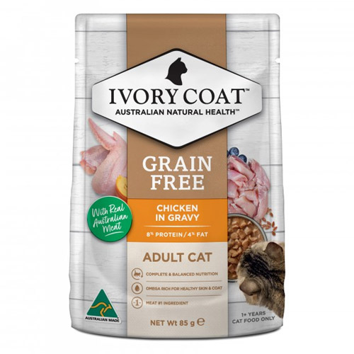 Ivory Coat Cat Adult Grain Free Chicken in Gravy 85g X 12 Pouches