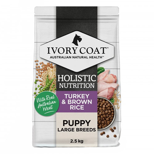 Ivory Coat Dog Puppy Large Breed Turkey and Brown Rice