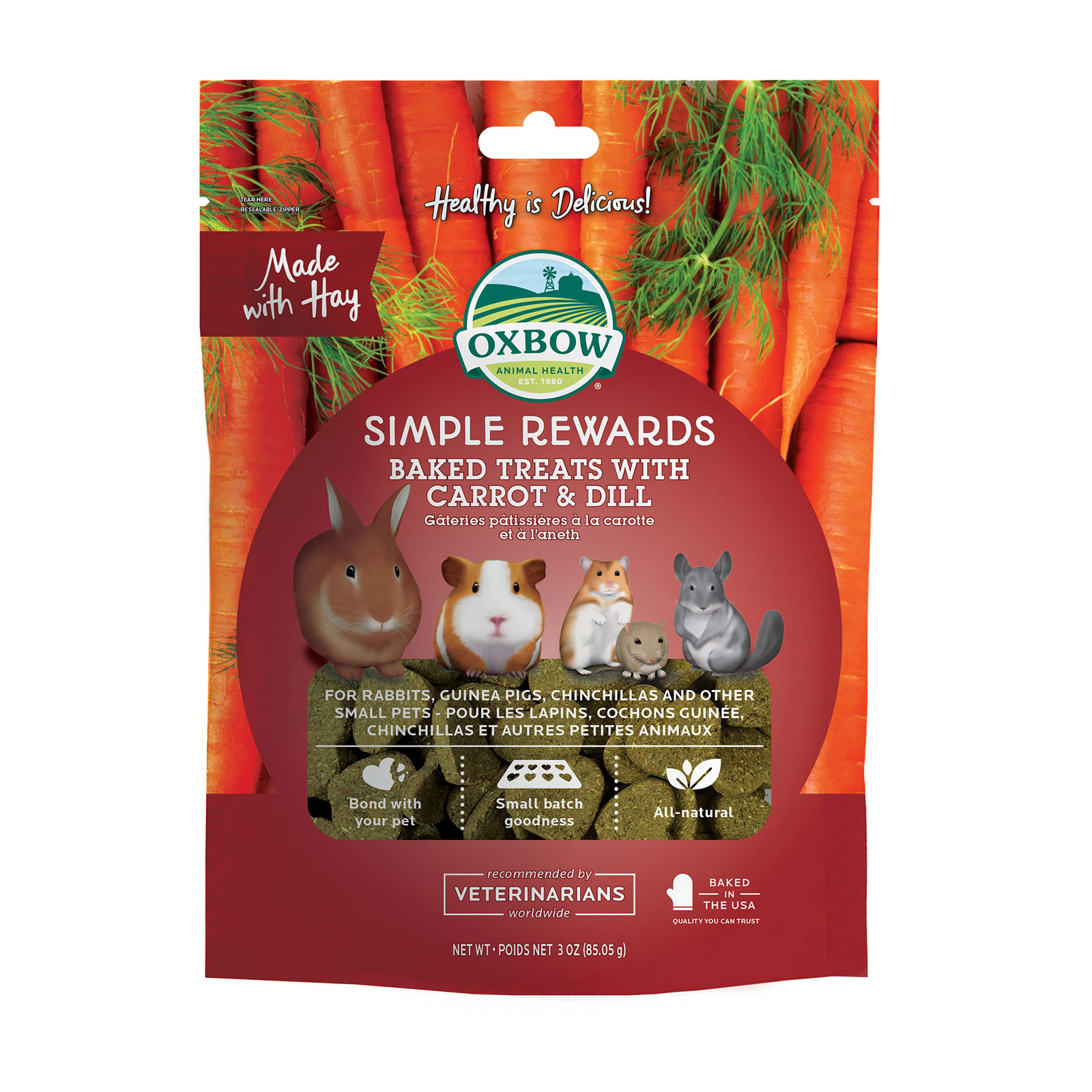 Oxbow Simple Rewards Baked Treats with Carrot & Dill for Small Animals