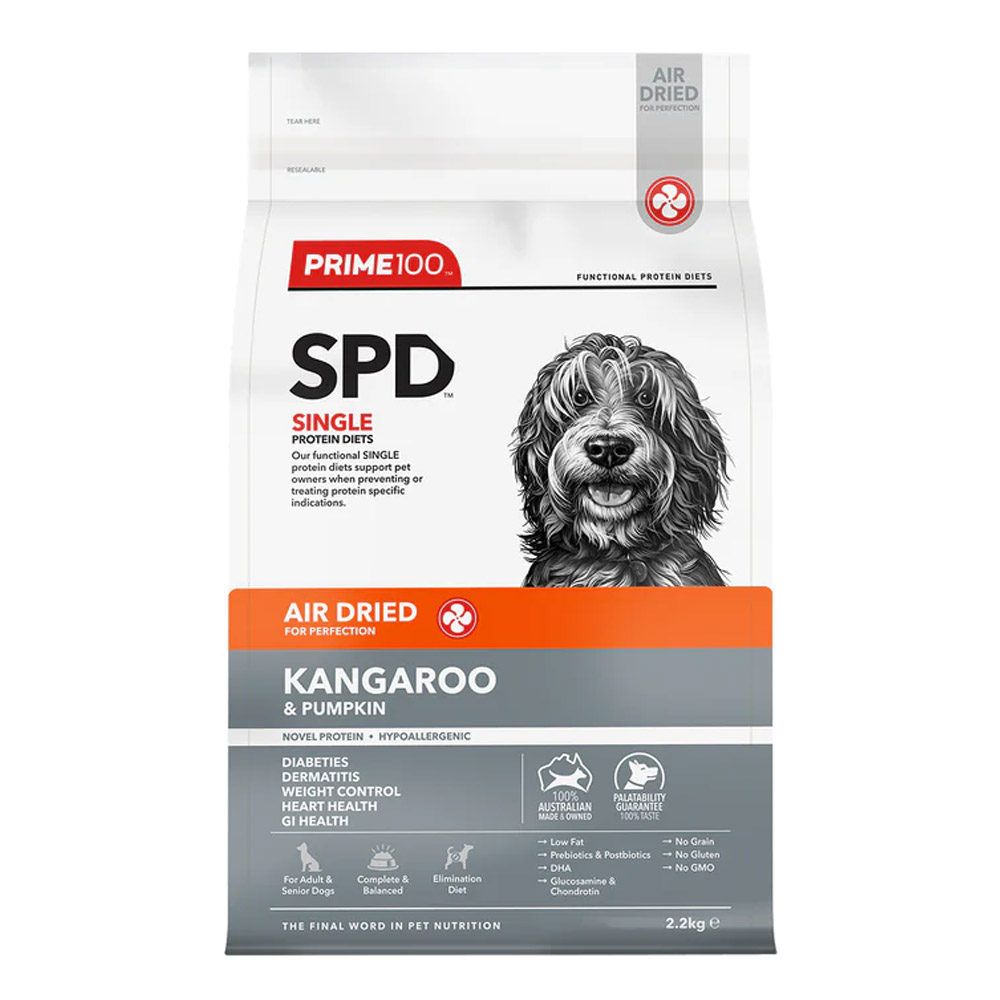 Prime100 SPD Single Protein Diets Air Dried Kangaroo & Pumpkin All Life Stages dry Food for Dogs