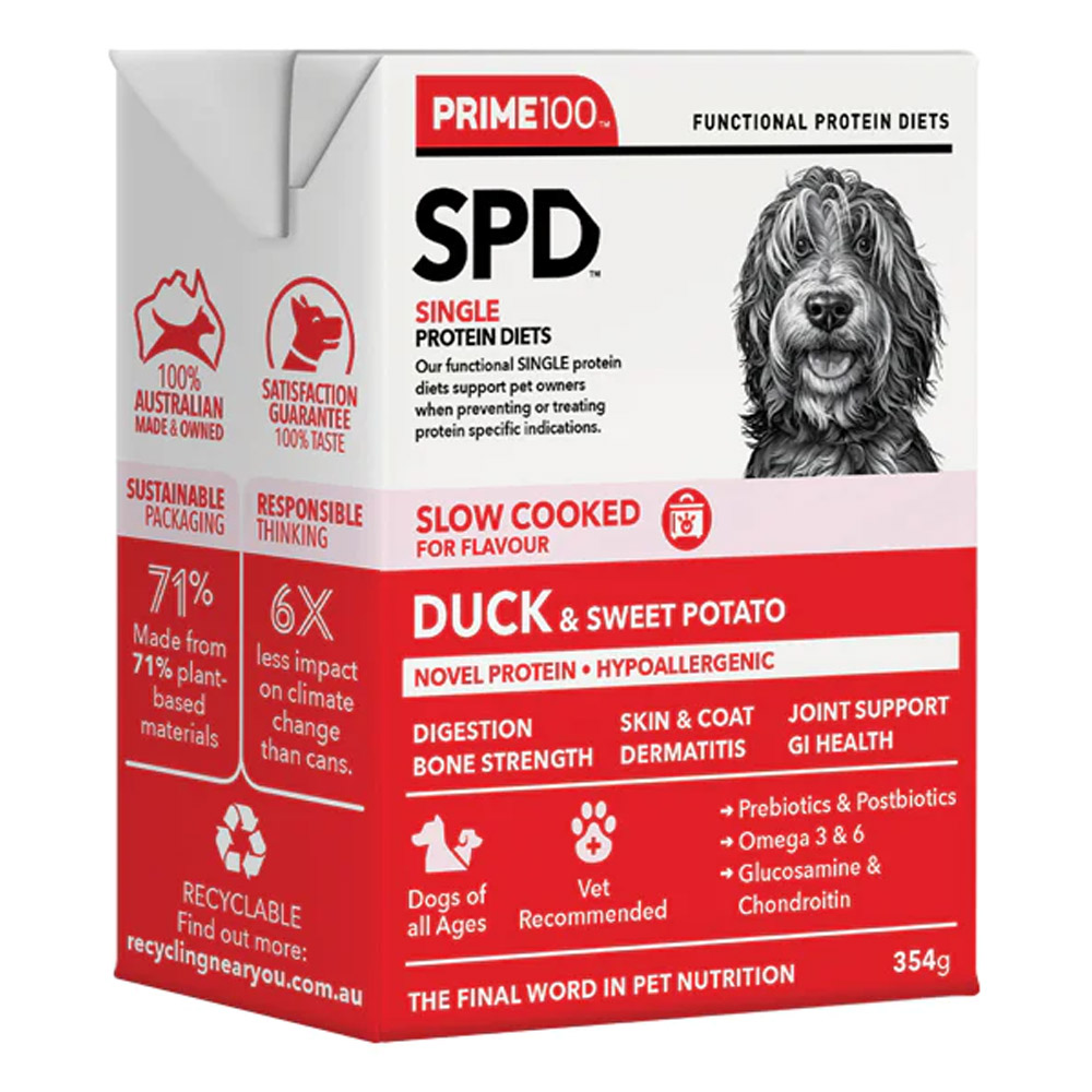 Prime100 SPD Single Protein Diets Slow Cooked Duck & Sweet Potato Wet Food 354gm