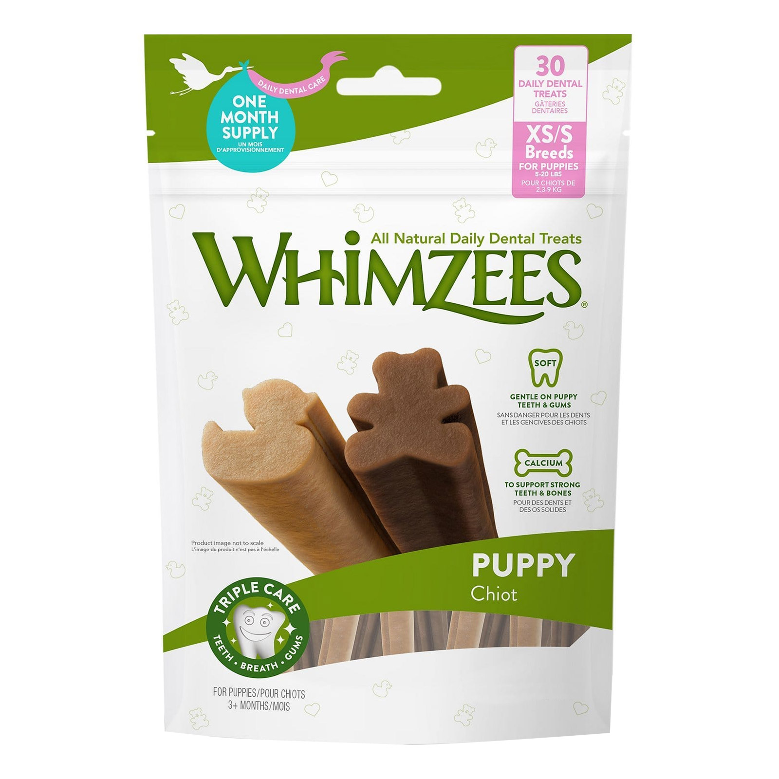 Whimzees Puppy Valuebag Dental Treats Xsmall/Small 30'S for Food