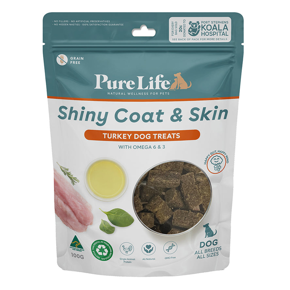 Pure Life Shiny Coat & Skin Turkey Dog Treats for Dogs