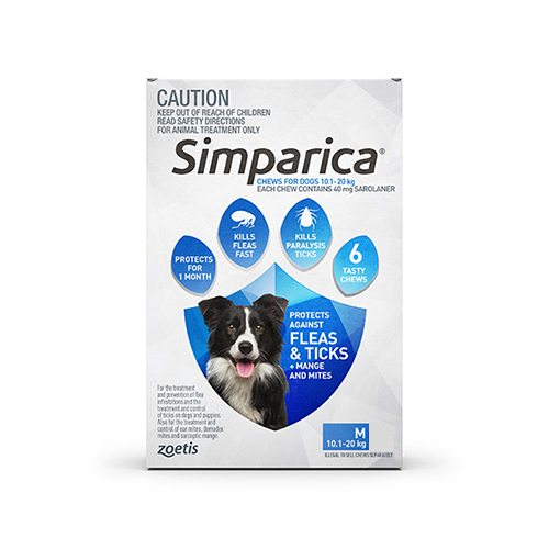 Simparica Chewables for Medium Dogs 10.1-20KG (BLUE)