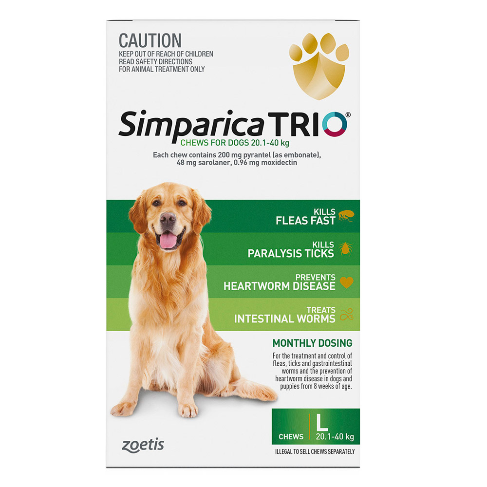 Simparica TRIO for Large Dogs 20.1-40kg (Green)