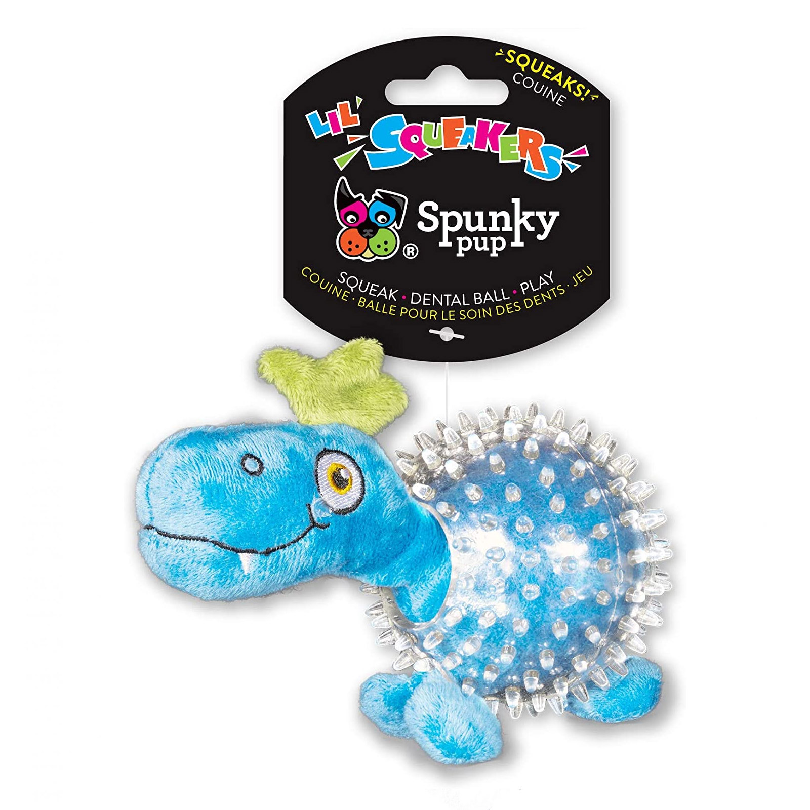 Spunky Pup Dino In Clear Spiky Ball for Dogs