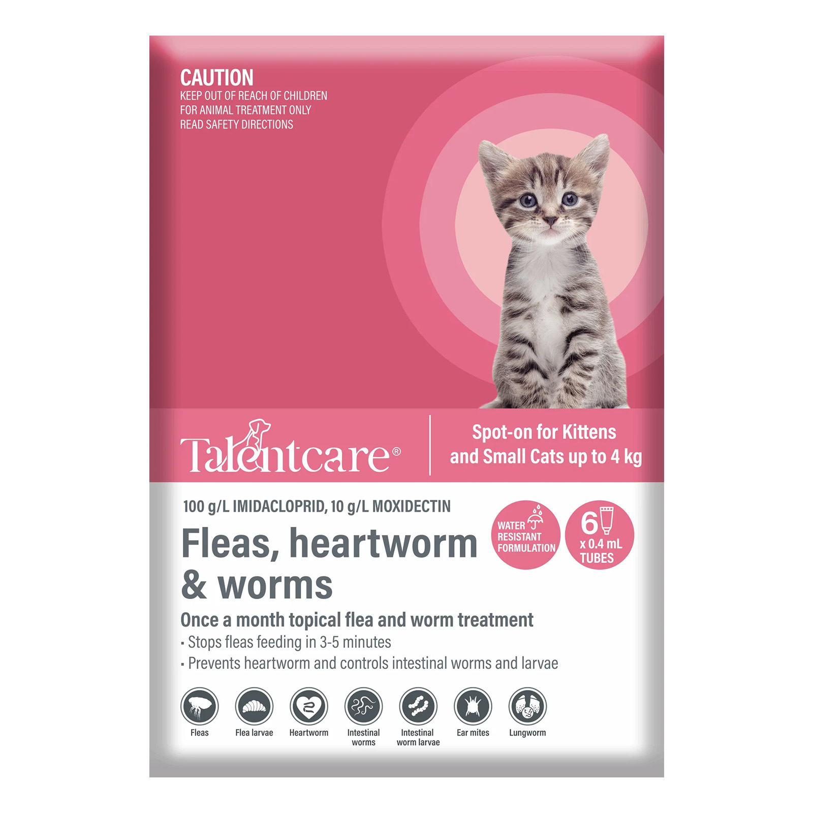 Talentcare Spot On Cat Flea & Worm Treatment for Cats