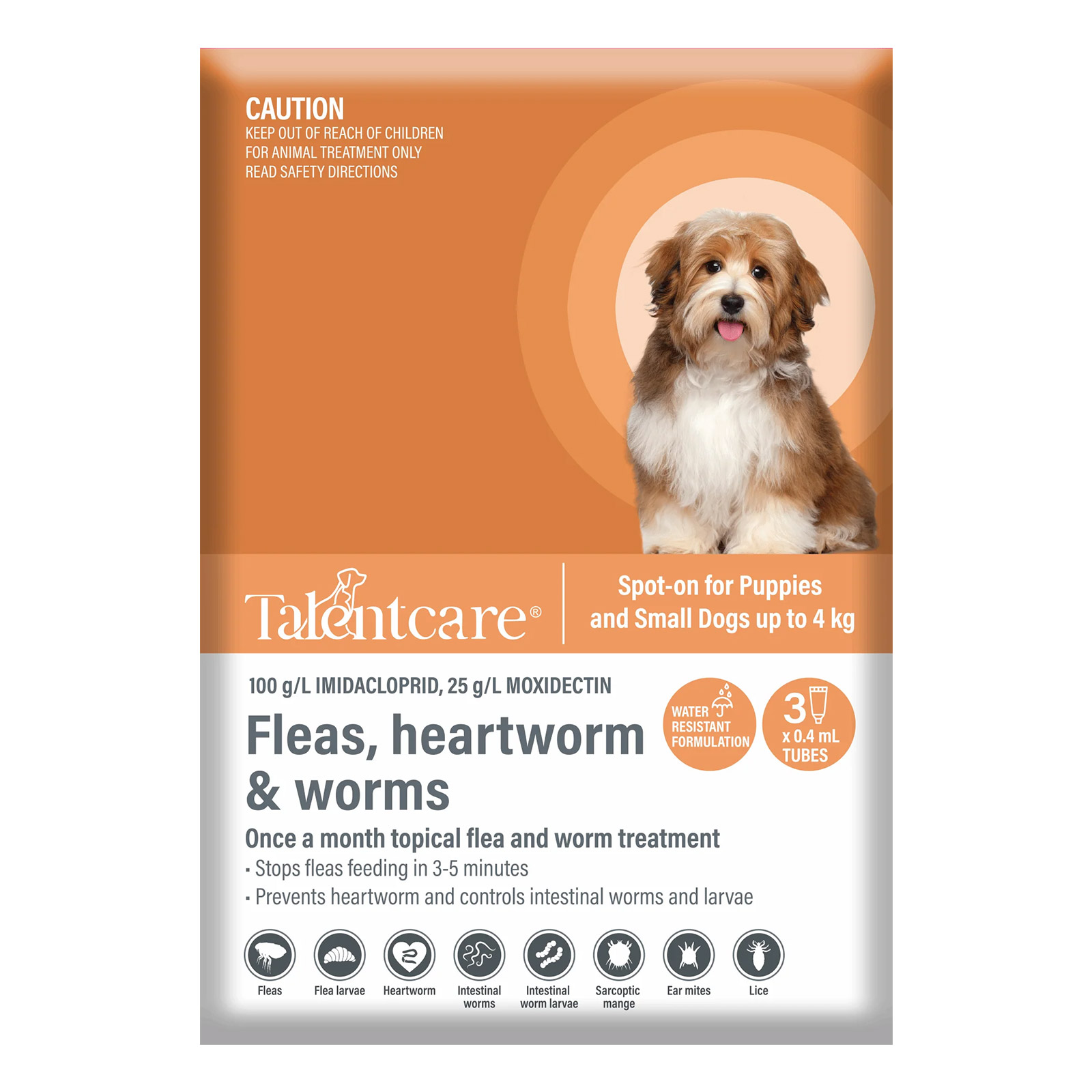 Talentcare Spot On Dog Flea & Worm Treatment For Puppies And Small Dogs Up To 4kg