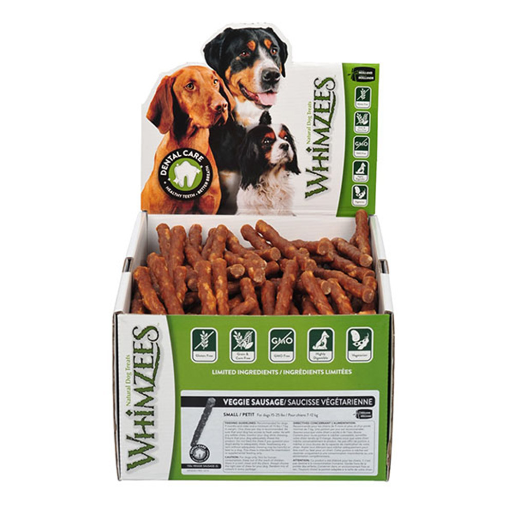WHIMZEES Veggie Sausage Dental Bulk Box Dog Treats for Dogs