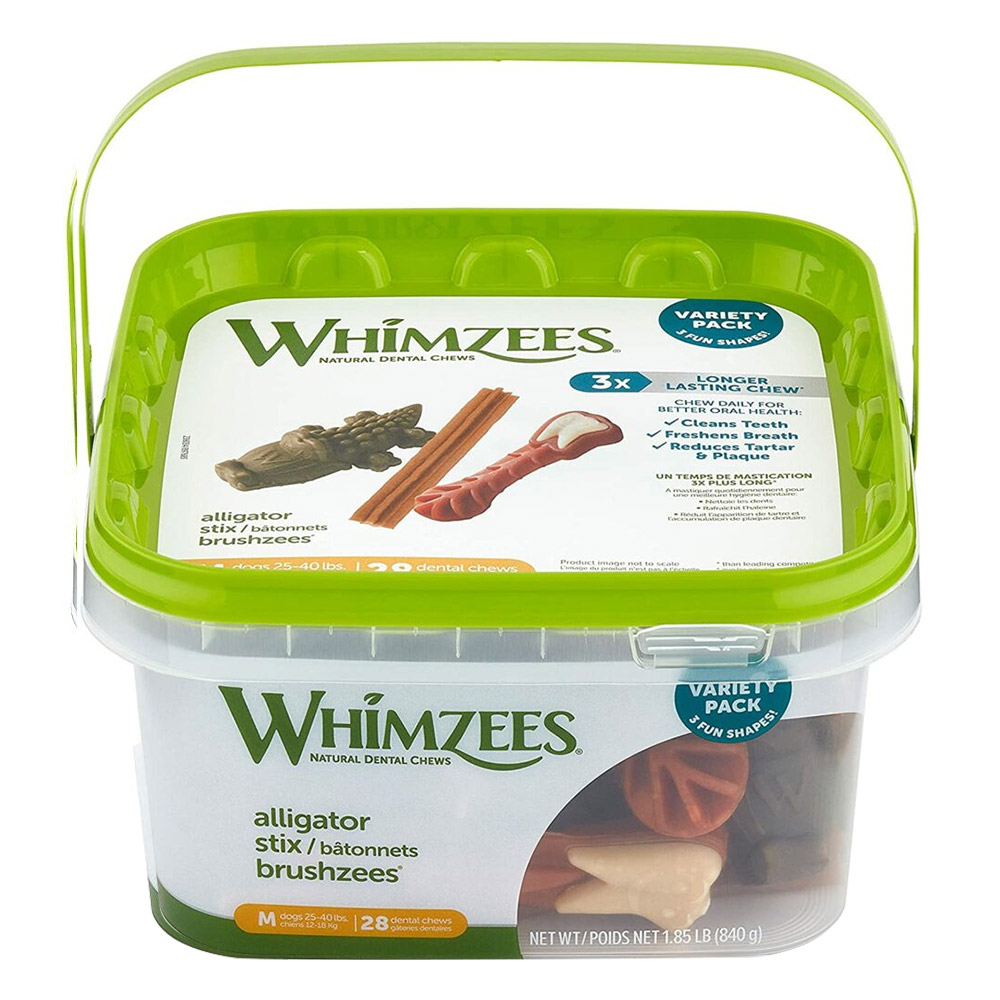Whimzees Alligator/Brushzees/Stix Variety Value Box Dog Dental Treats Medium