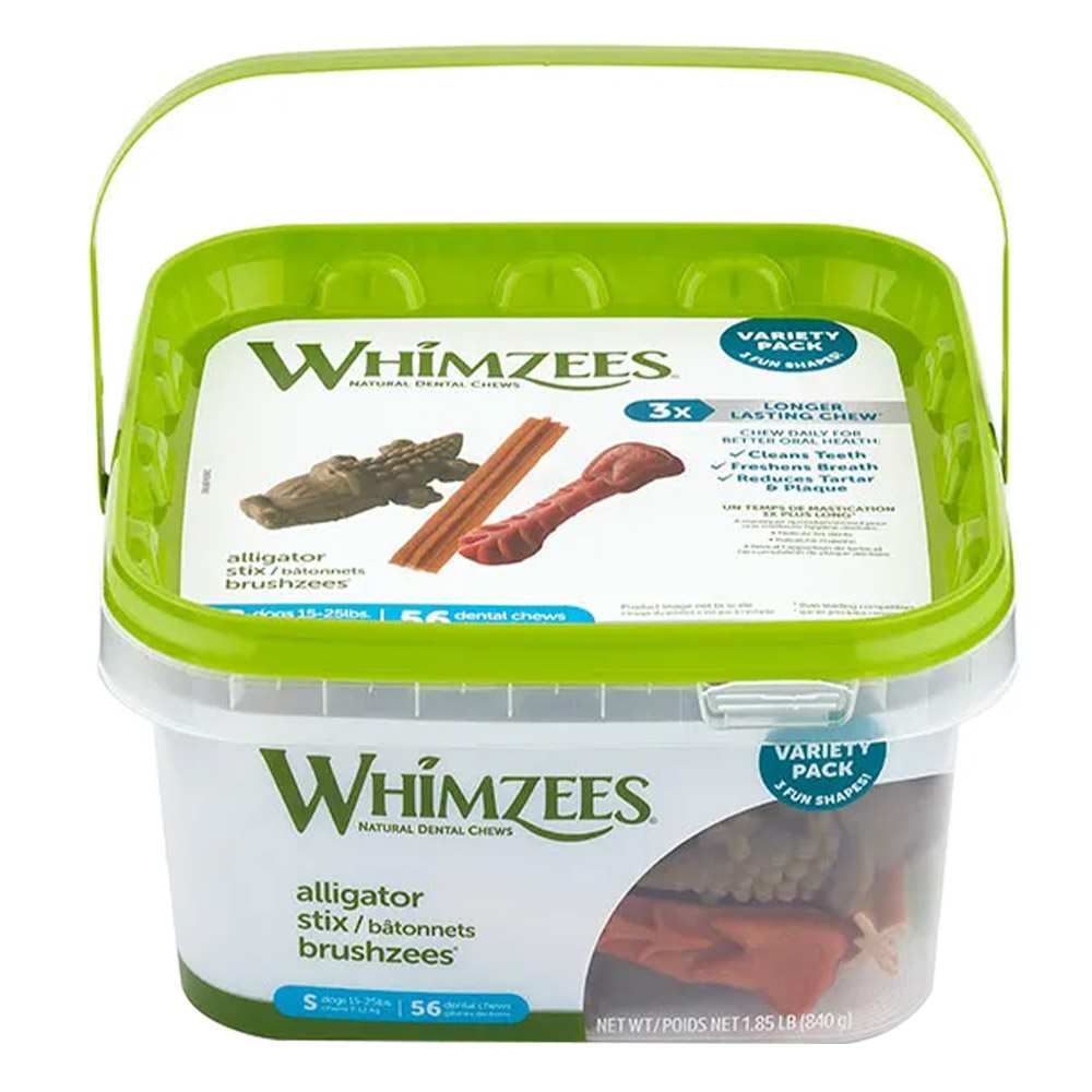 Whimzees Alligator/Brushzees/Stix Variety Value Box Dog Dental Treats for Dogs