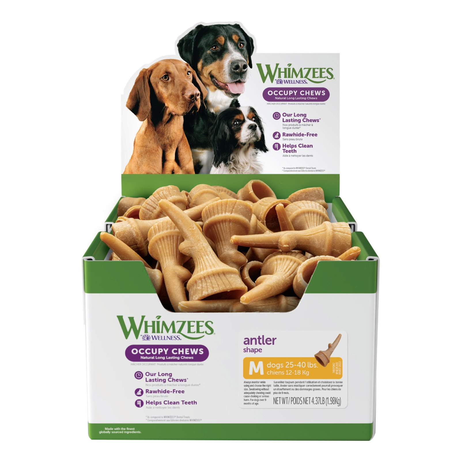 Whimzees Occupy Calmzees Antler Bulk Box Dog Dental Treats for Dogs