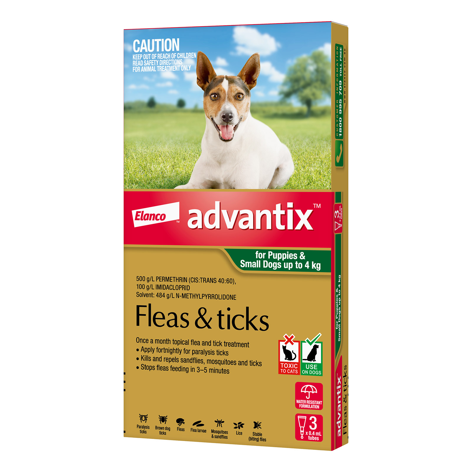 Advantix For Small Dogs & Pups Up To 4Kg (Green)