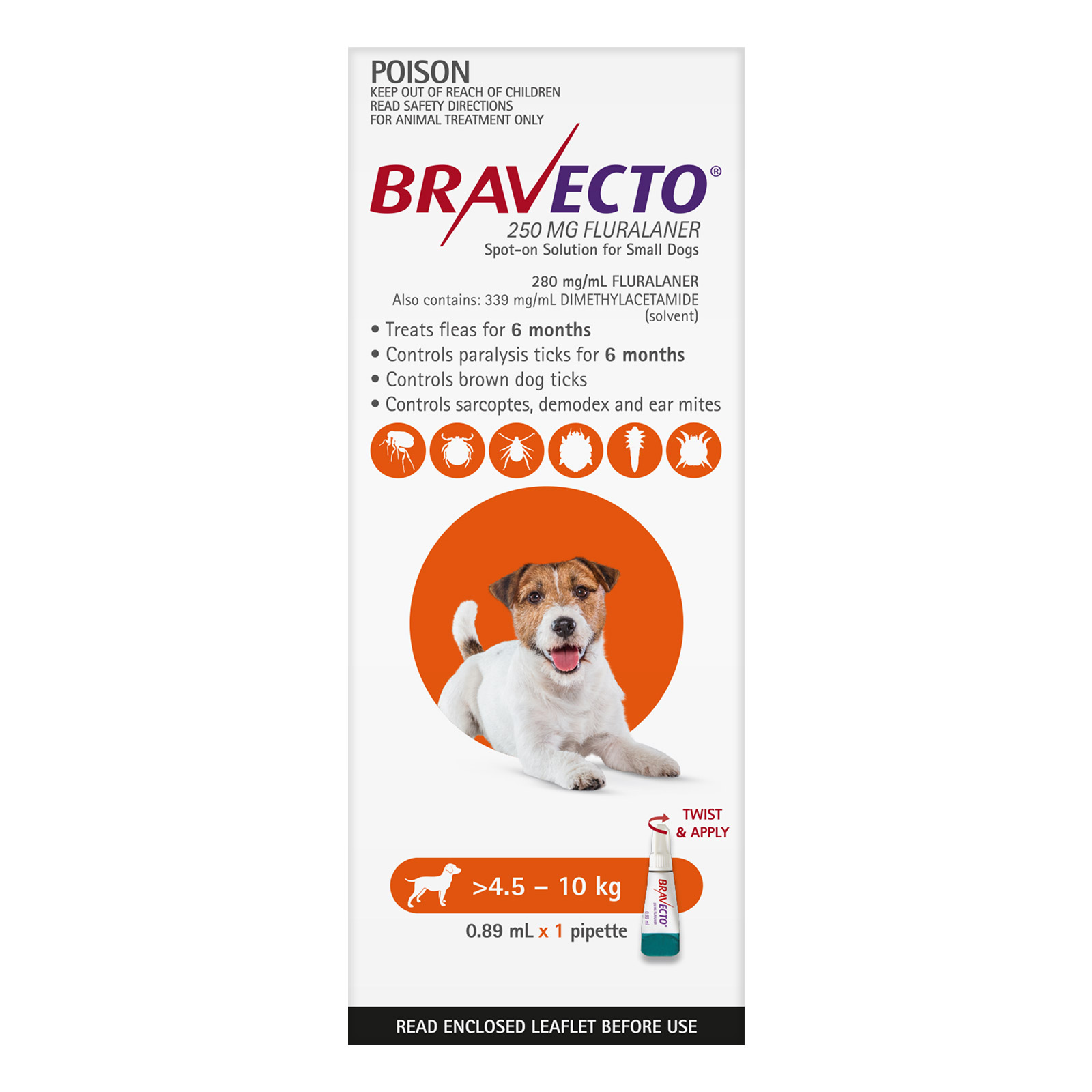 Bravecto Spot On for Small Dogs Orange (4.5 - 10 kg)