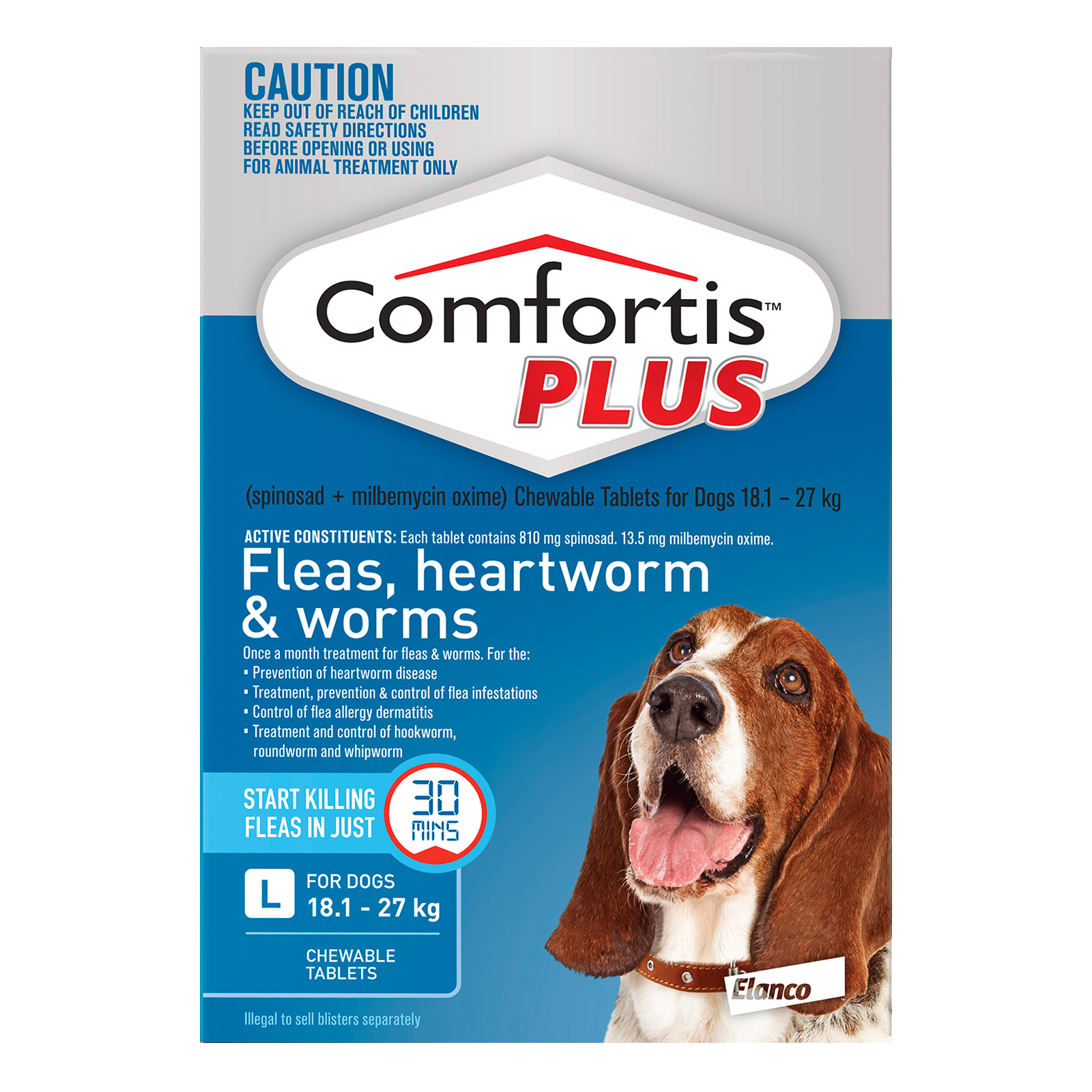 Comfortis Plus Chewable Tablets Blue for Large Dogs 18.1-27kg