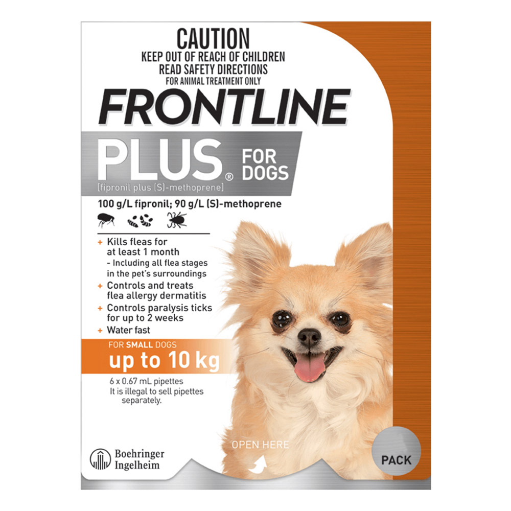 Frontline Plus For Small Dogs Up To 10Kg (Orange)