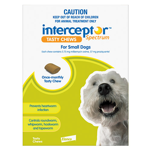 Interceptor Spectrum Chews For Small Dogs 4 To 11Kg (Green)
