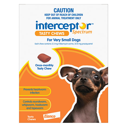 Interceptor Spectrum Chews For Very Small Dogs Up To 4Kg (Brown)