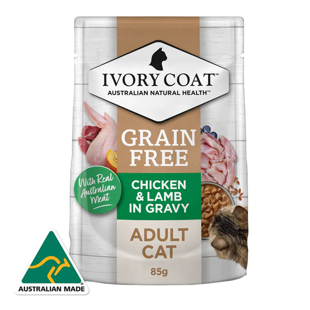 Ivory Coat Grain Free Chicken & Lamb in Gravy Adult Cat Wet Food 85g X 12 Pouches