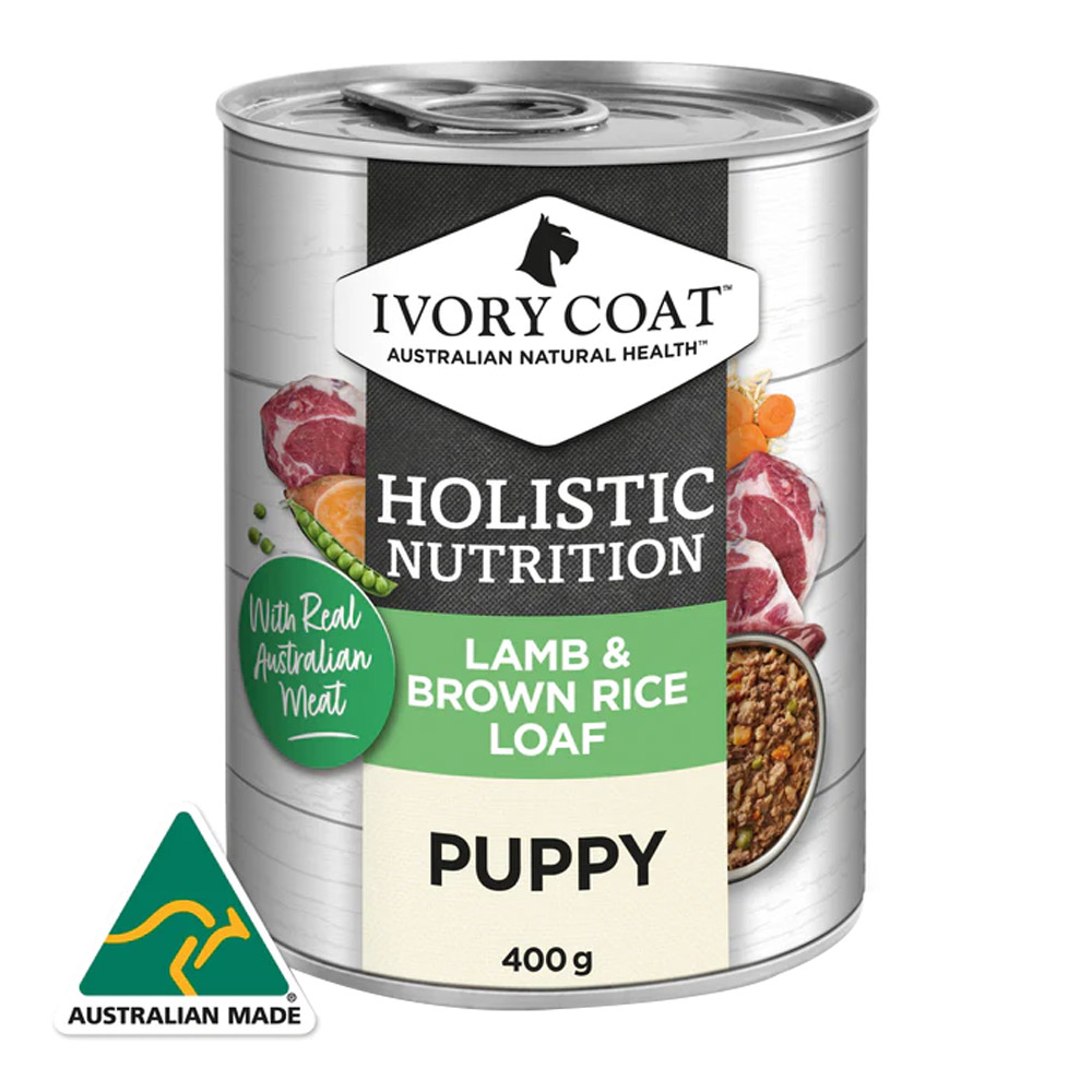 Ivory Coat Holistic Nutrition Lamb & Brown Rice Loaf Puppy Wet Food 400g X 12 Pouches