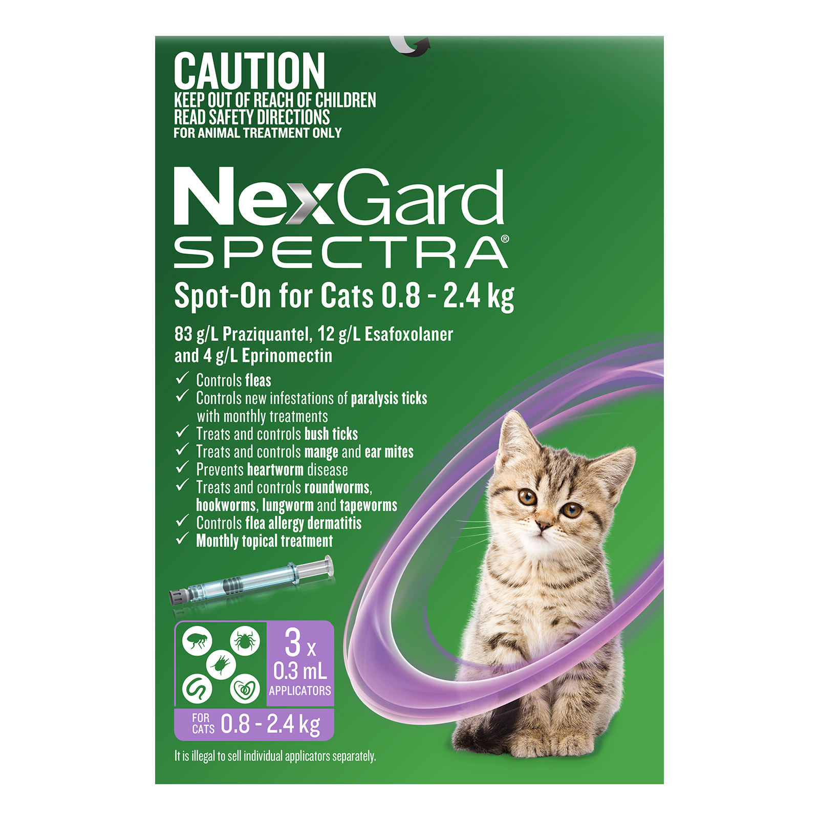 Nexgard Spectra for Kittens and Small Cats 0.8 to 2.4kg