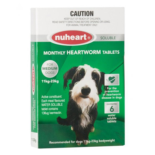 Nuheart For Dogs Generic Heartgard Tabs For Medium Dogs - Nuheart 11 To 23Kg (Green)