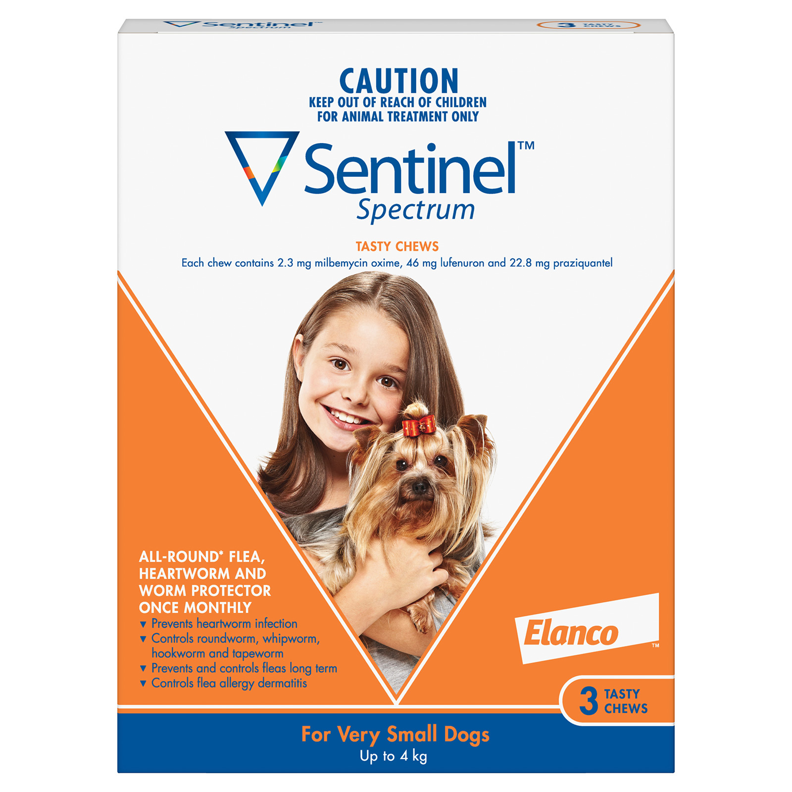Sentinel Spectrum Chews For Very Small Dogs Up To 4Kg (Orange)