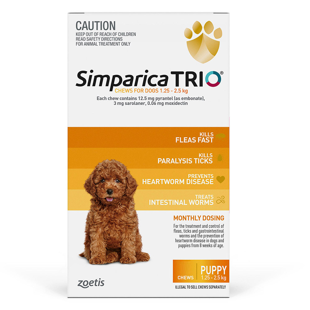Simparica TRIO for Puppy 1.25-2.5kg (Yellow)